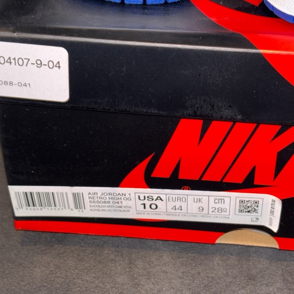 Men’s NIB NEW Nike Air Jordan1 Retro Hi OG Royal Toe Sneakers Size USA 10 - Picture 7 of 7